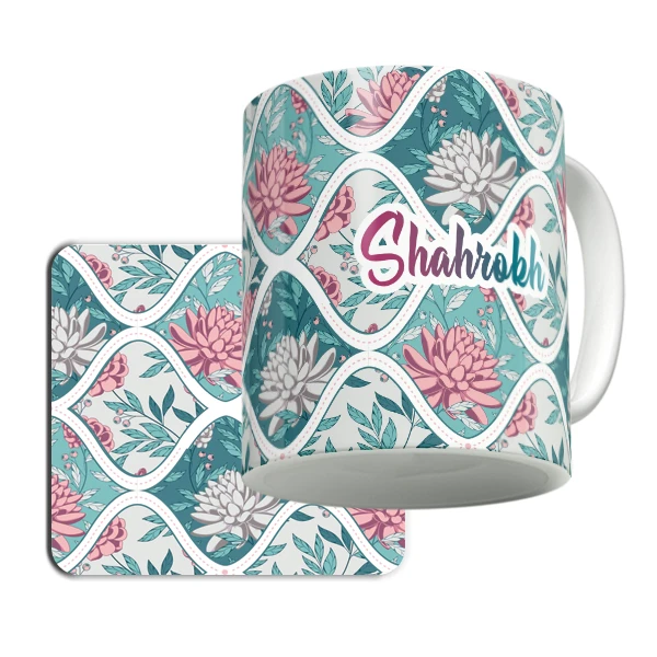 ماگ لاژید مدل اسم شاهرخ به همراه زیر لیوانی