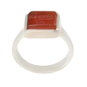 انگشتر نقره مردانه بازرگانی میلادی مدل سنگ عقیق یمنی کهنه خطاطی حرز ابجد رکاب دست ساز کد AM_1911