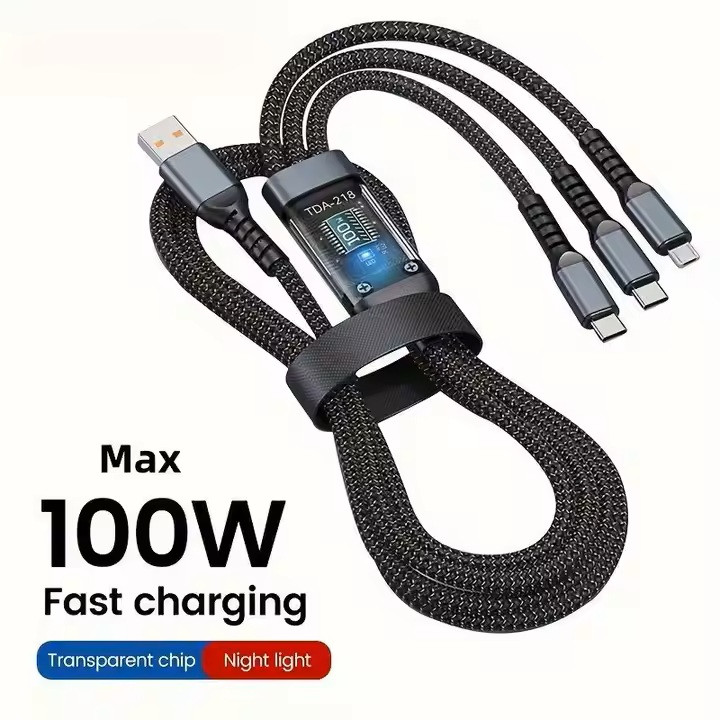 کابل تبدیل USB به micro USB/لایتنینگ/USB-C مدلTDA-218 طول 1.2 متر