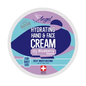 کرم آبرسان دست و صورت و بدن انجل کرفت مدل بلوبری مناسب انواع پوست حجم 200 میلی لیتر