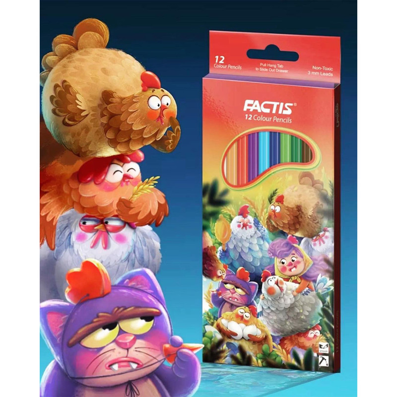 مداد رنگی 12 رنگ فکتیس با جعبه مقوایی