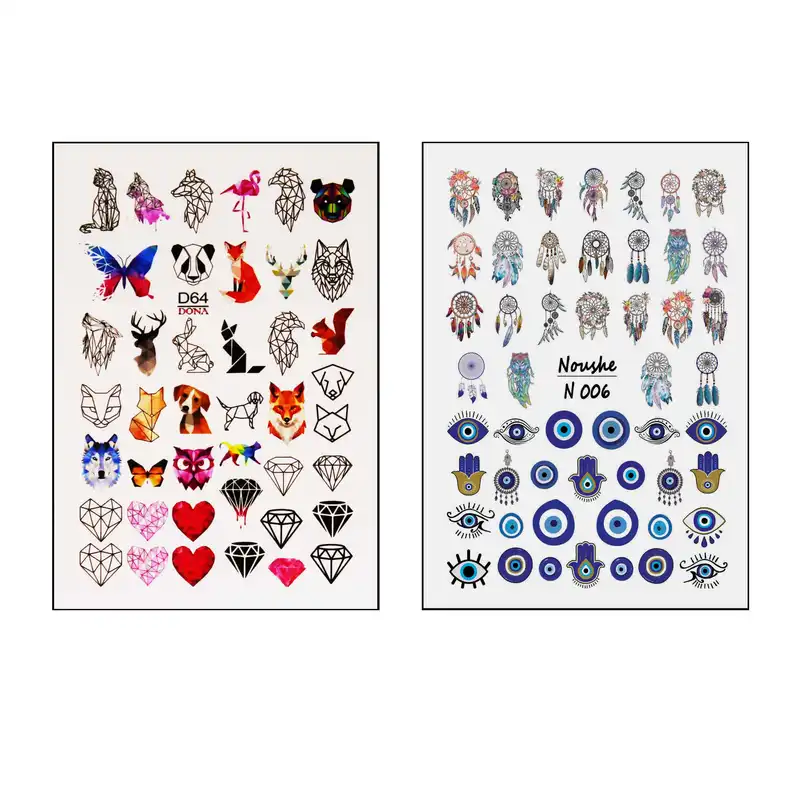 برچسب لنز ناخن مدل الماس و دریم کچر کد D64-N006 مجموعه 2 عددی