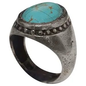 انگشتر نقره مردانه مدل فیروزه نیشابور FN209