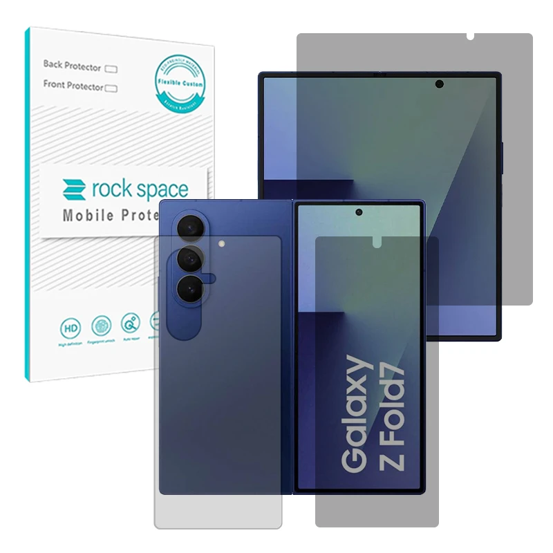 محافظ صفحه نمایش حریم شخصی راک اسپیس مدل Resistant مناسب برای گوشی موبایل سامسونگ Galaxy Z Fold 7 به همراه محافظ پشت گوشی
