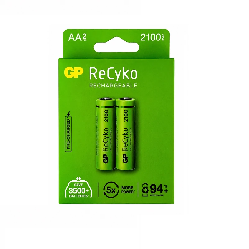 باتری نیم قلمی جی پی مدل ReCyKo AA REACHARGEABLE 2100mAh بسته 2 عددی