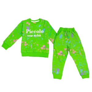 ست سویشرت و شلوار دخترانه مدل آبرنگی رنگ سبز