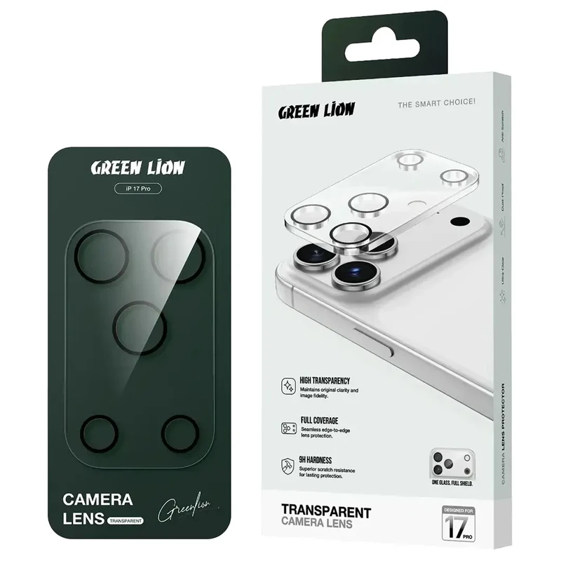 محافظ لنز دوربین شیشه‌ای گرین لاین مدل Transparent Camera Lens مناسب برای گوشی موبایل iPhone 17 Pro