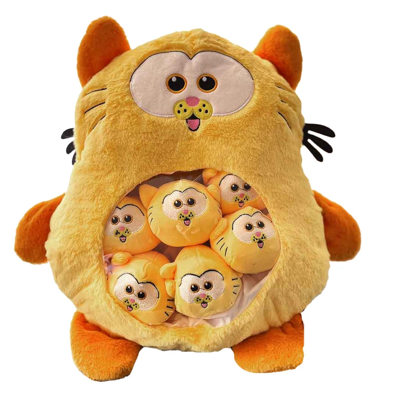 عروسک طرح گربه گارفیلد بالشتی مدل بچه دار ارتفاع 50 سانتی‌متر