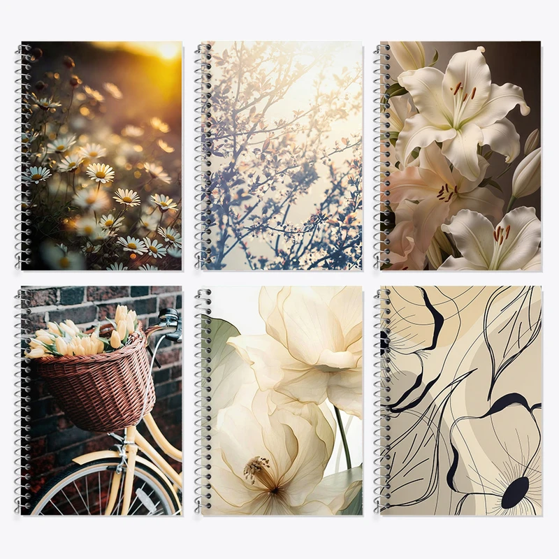 دفتر زبان 50 برگ خندالو مدل دو خط طرح گل کد 996 مجموعه 6 عددی