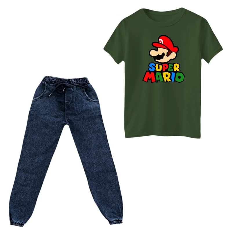 ست تی‌شرت و شلوار پسرانه مدل سوپر ماریو