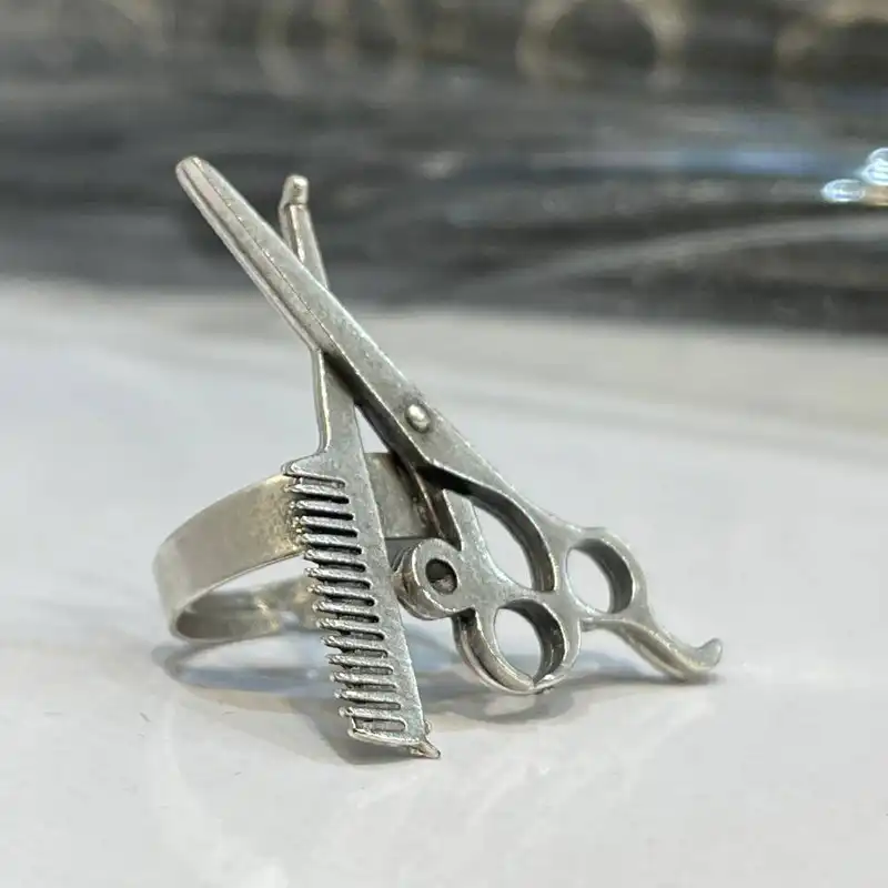 انگشتر مدل قیچی و شانه کد barber2