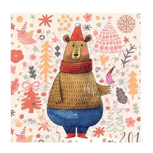 تابلو کودک و نوزاد طرح خرس و لباس های زمستانی کد wkt27