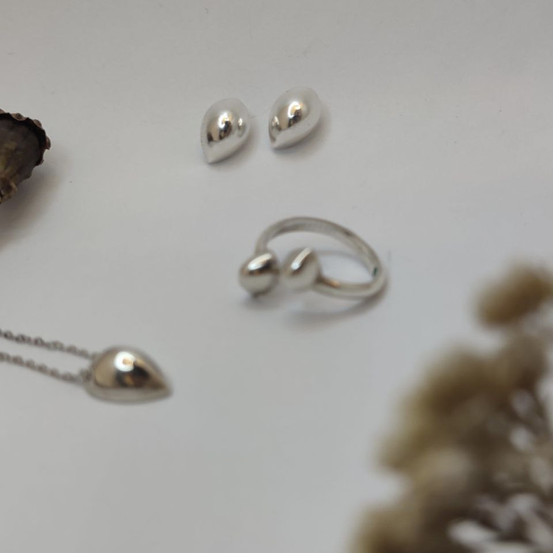 نیم ست نقره زنانه مدل دراپ