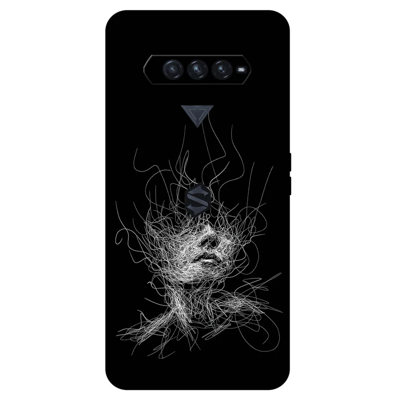  کاور مگافون طرح اسکچ صورت مدل 7423 مناسب برای گوشی موبایل شیائومی Black Shark 4 / 4 Pro 