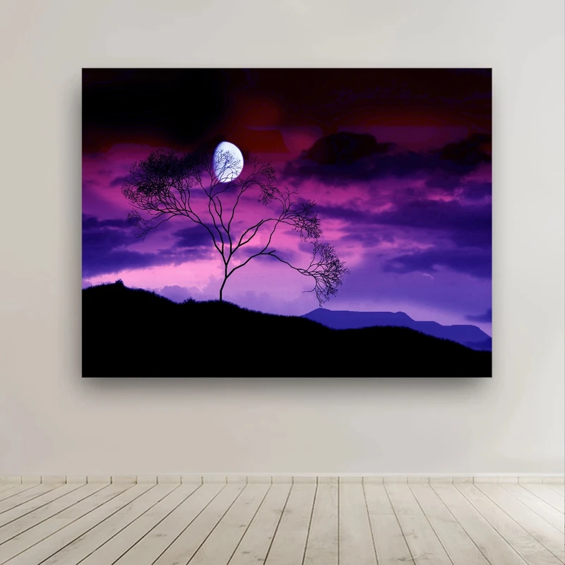 تابلو بوم طرح مخمل ماه مدل غروب دلگیر کد FP106350