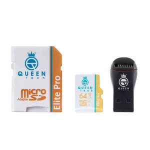  کارت حافظه microSDXC کوئین تک مدل +Elite pro 566X کلاس 10 استاندارد UHS-I U3 سرعت 85MBps ظرفیت 64 گیگابایت به همراه آداپتور SD و کارت خوان