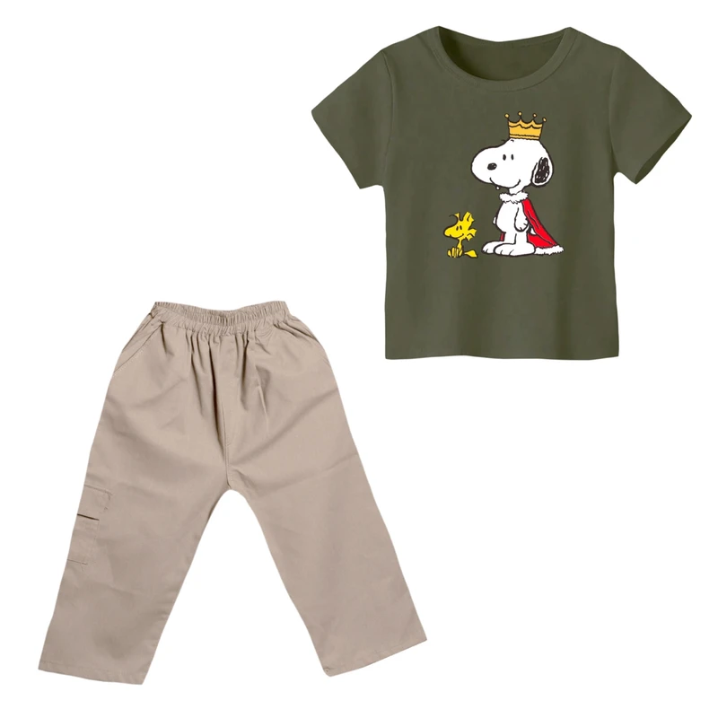 ست تی شرت و شلوارک پسرانه مدل اسنوپی کد ۵۱