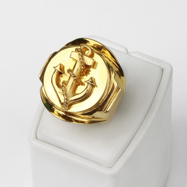 انگشتر طلا 18 عیار مردانه طرح لنگر مدل  ANP1013