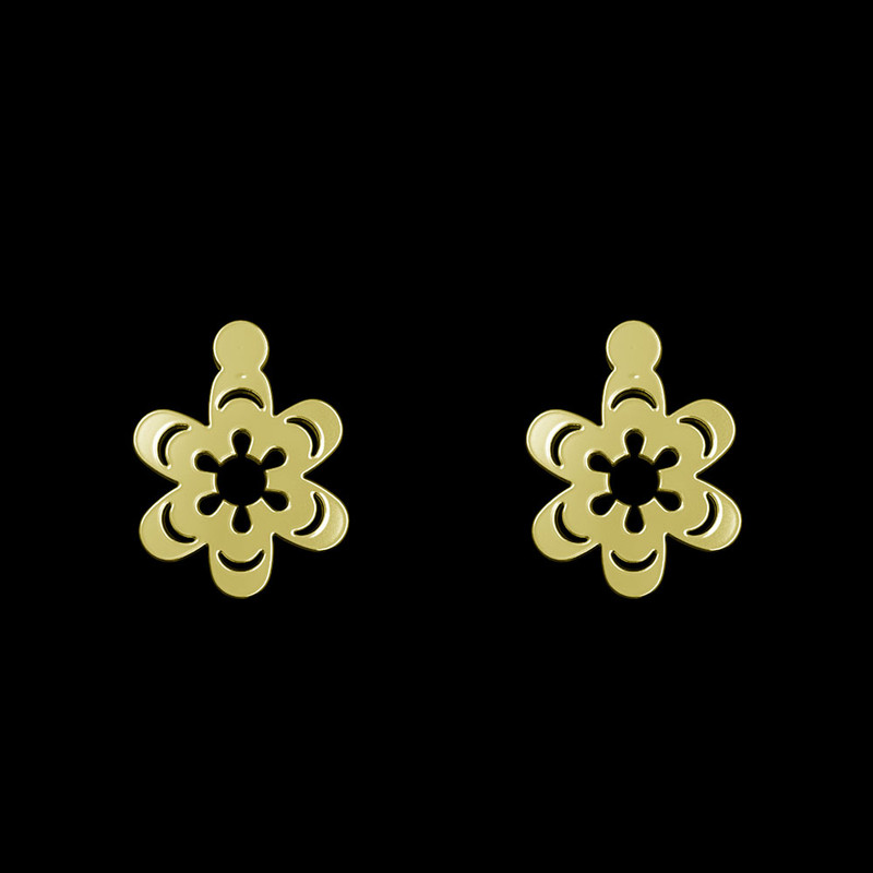 گوشواره طلا 18 عیار زنانه مدوپد مدل گل کد GA1-13104