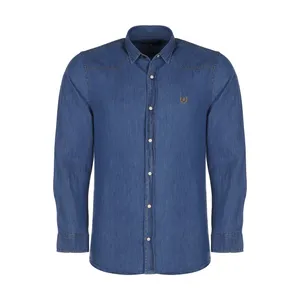 پیراهن آستین بلند مردانه پاتن جامه مدل 102121010209097 جین