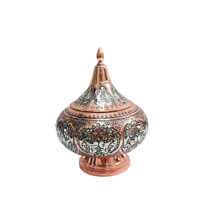 گز خوری قلمزنی مدل پایه دار طرح گل ومرغ 