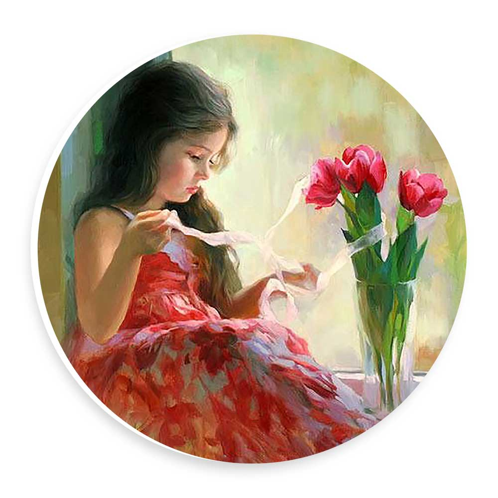  دیوارکوب طرح دختری کنار پنجره و گلدان گل مدل wtb676