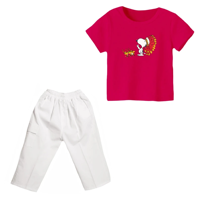 ست تی شرت و شلوارک دخترانه مدل اسنوپی کد ۳۷