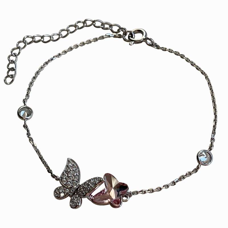 دستبند نقره زنانه سواروسکی مدل پروانه