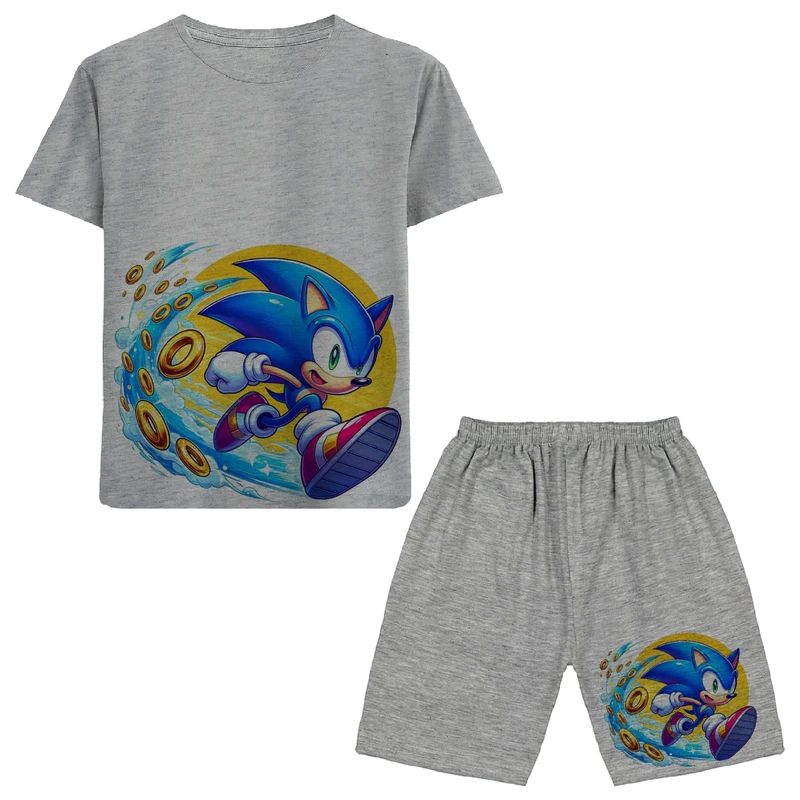 ست تی شرت و شلوارک دخترانه مدل سونیک A157