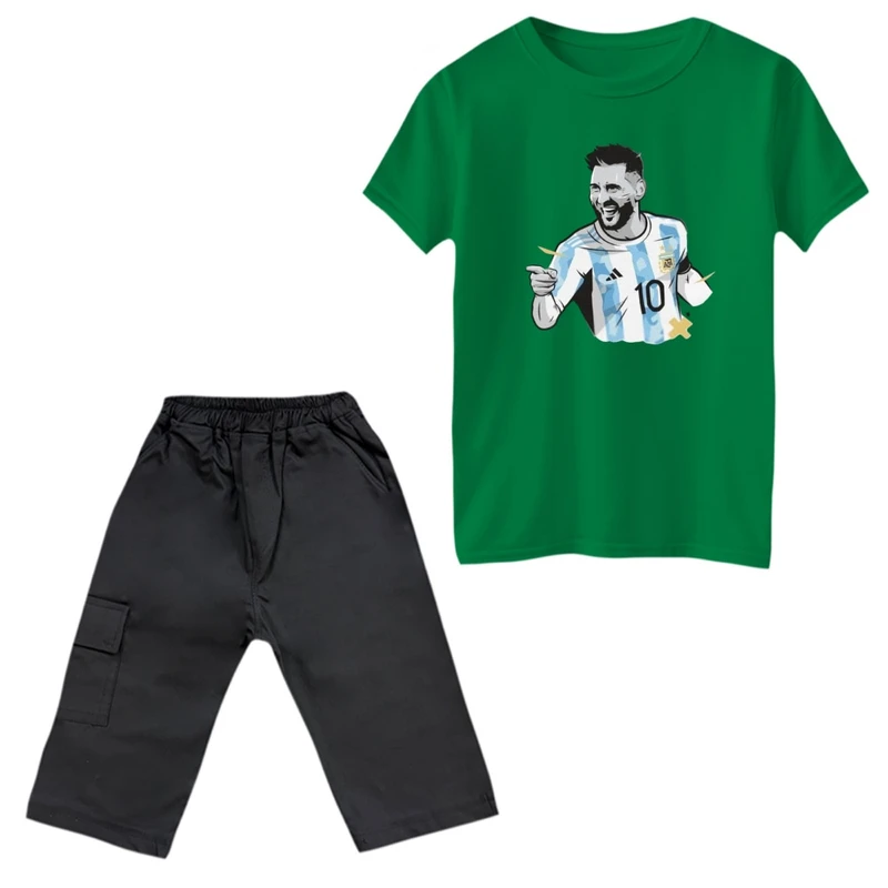 ست تی‌شرت و شلوارک پسرانه مدل مسی کد 1