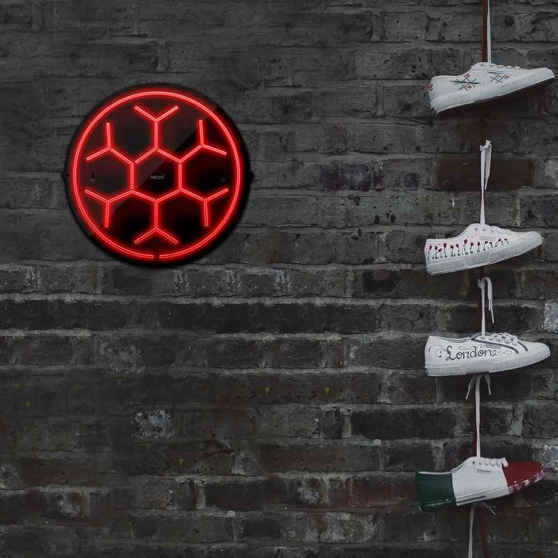 چراغ دیواری نئون دیزاین مدل Soccer-Ball-BL_RD