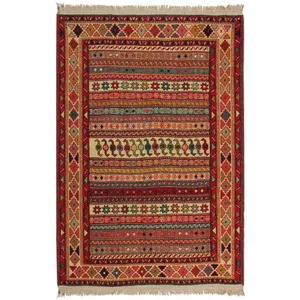 گلیم دستبافت یک و نیم متری مدل ورنی کد 990909