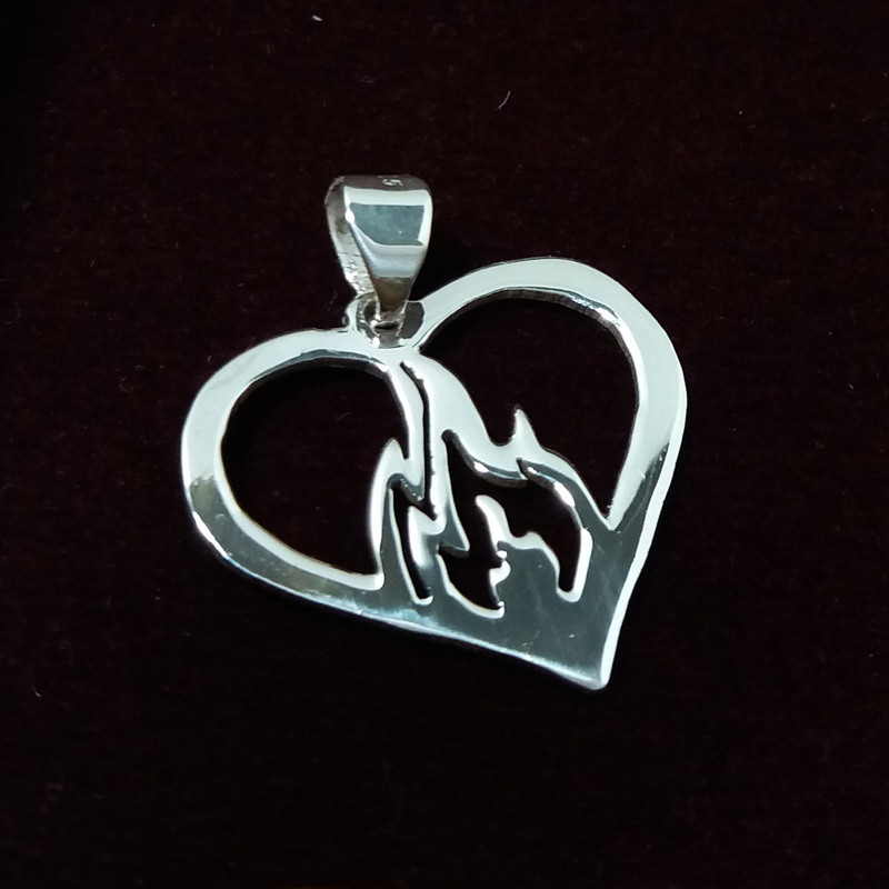 آویز گردنبند نقره طرح قلب آتشی آویز گردنبند نقره طرح قلب آتشی