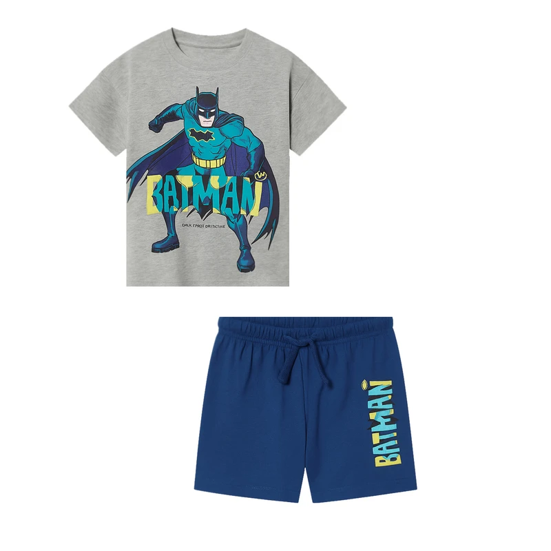 ست تی شرت آستین کوتاه و شلوارک راحتی پسرانه بتمن مدل خفاشی 2025