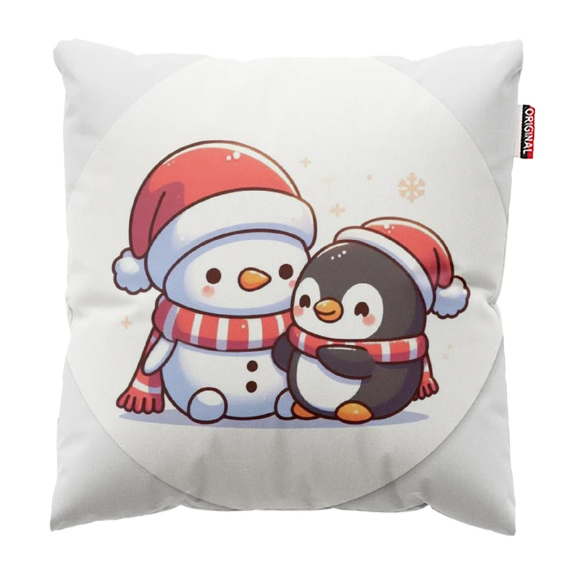 کوسن پاد آفرین مدل پنگوئن و آدم برفی کیوت کد 413 سایز 30*30 سانتی متر