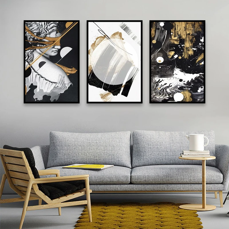 تابلو بکلیت طرح نقاشی مدرن مدل شاین اکلیلی B-735 مجموعه 3 عددی