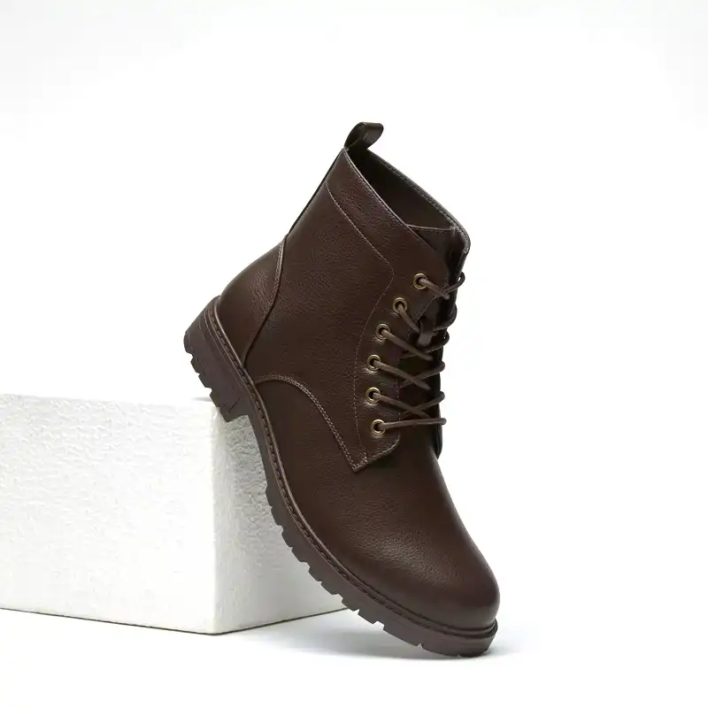 نیم بوت مردانه مکس مدل Plain Ankle Boots with Lace-Up Closure