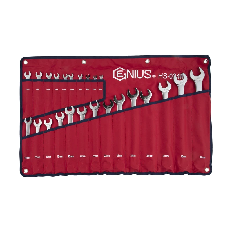 مجموعه 24 عددی آچار یک سر تخت یک سر رینگی جنیوس مدل HS-024M کد 19