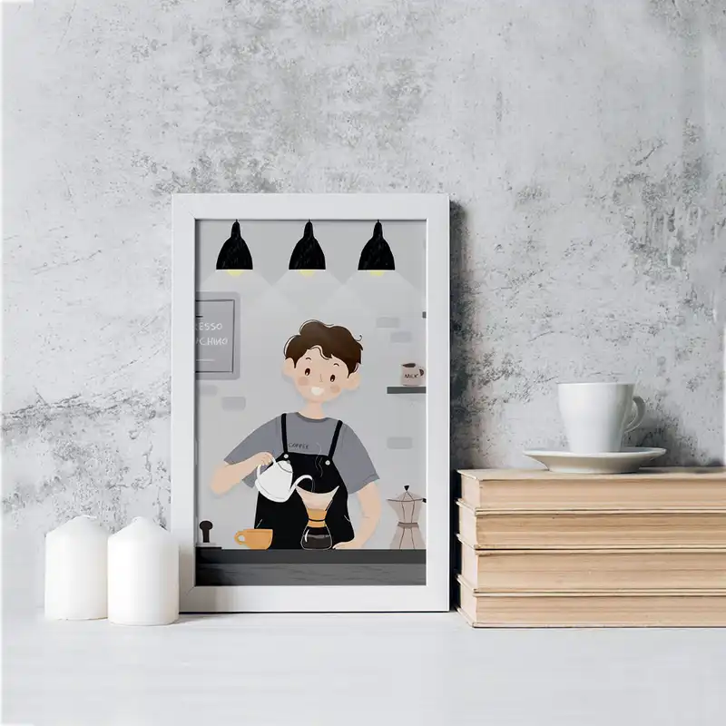 تابلو خندالو مدل باریستا کافه چی کد 28135