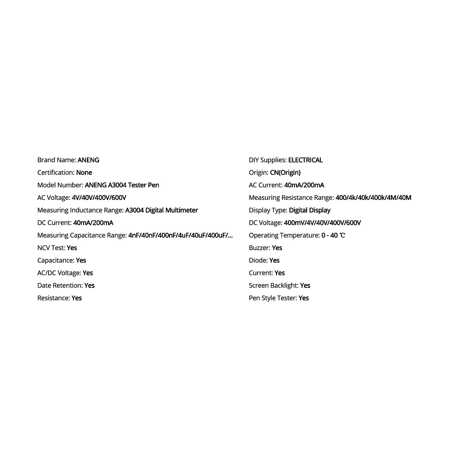 مولتی متر دیجیتال آننگ مدل A3004