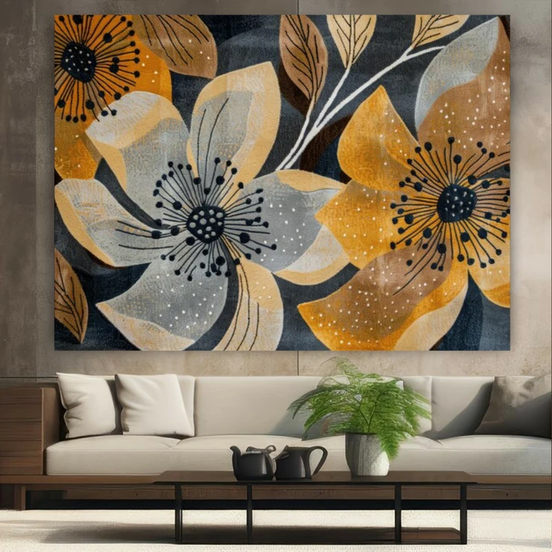 تابلو بوم طرح نقاشی انتزاعی مدل گل کد GR1647