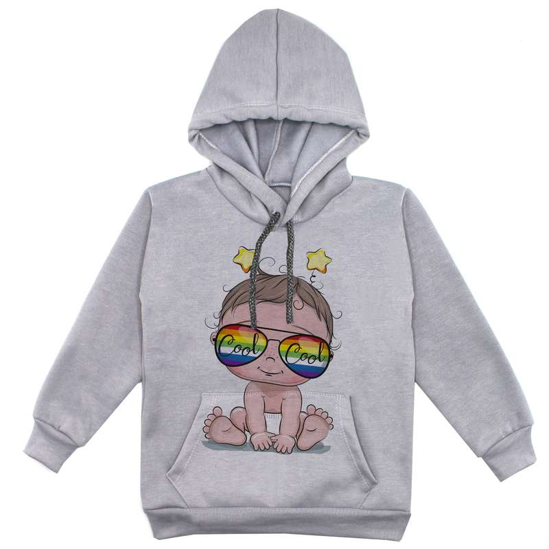 هودی پسرانه مدل بچه F62 رنگ طوسی