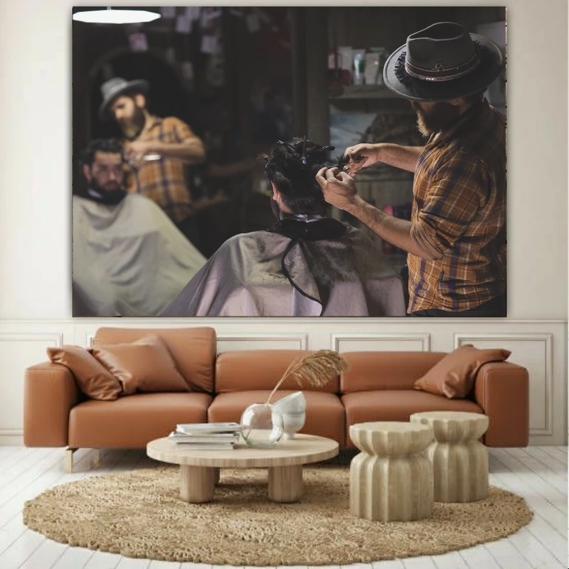 تابلو بوم طرح مخمل آرایشگاه شیک مدل پیرایش حرفه ای کد GR1285