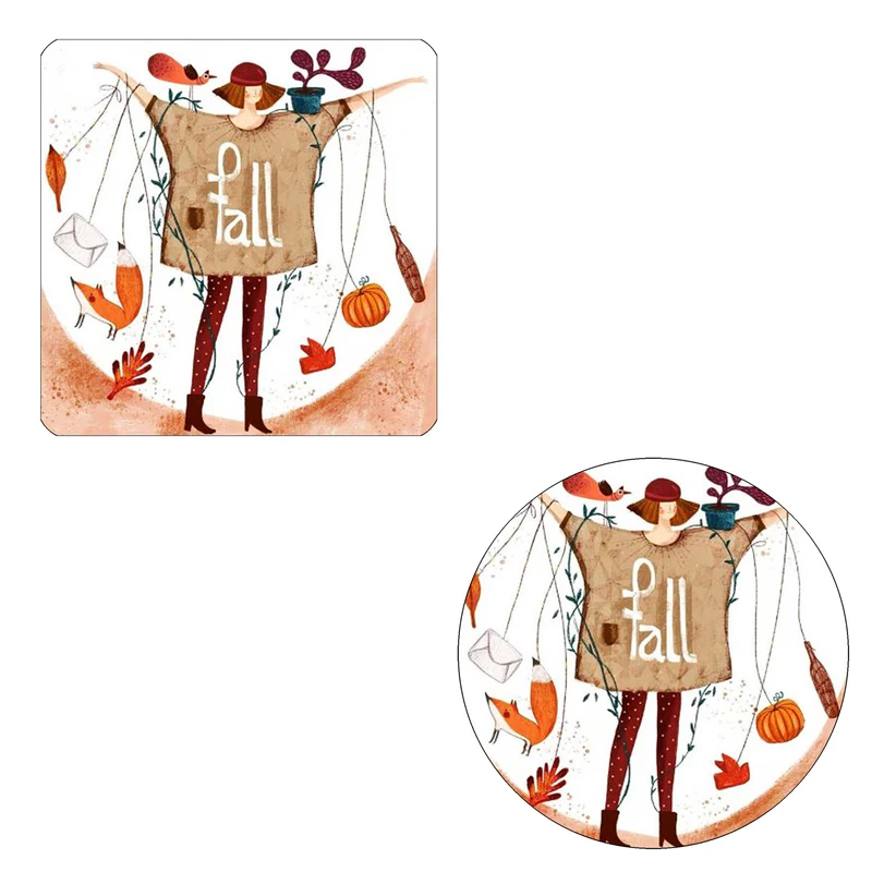 مگنت طرح دختر پاییز کد wmg259 به همراه زیر لیوانی