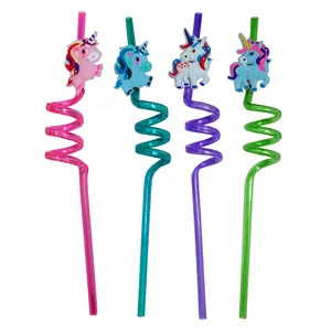 نی نوشیدنی مدل نشکن طرح یونیکورن مجموعه 4 عددی