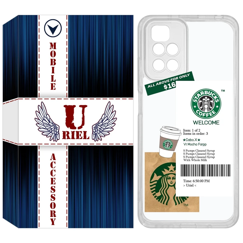 کاور یوریل مدل Clear کد 4 طرح استارباکس مناسب برای گوشی موبایل شیائومی Redmi 10 / 10 Prime