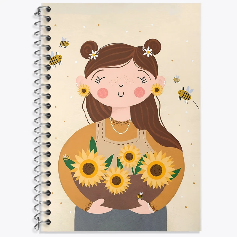 دفتر نت موسیقی 50 برگ خندالو طرح دختر و گل آفتابگردان کد F8237