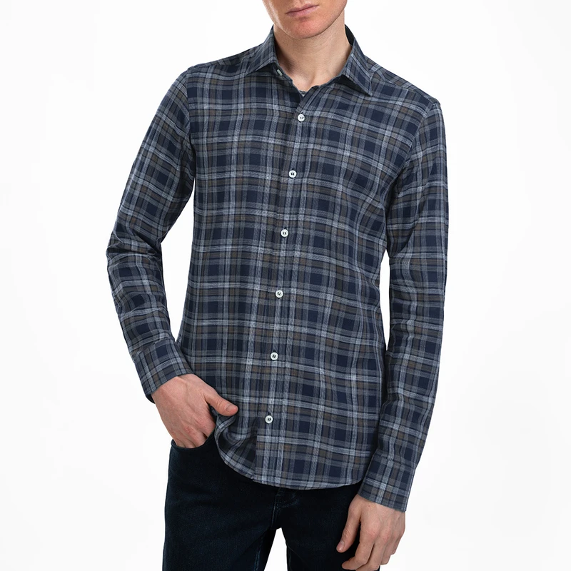 پیراهن آستین بلند یقه کراواتی مردانه ام کی مدل 1849