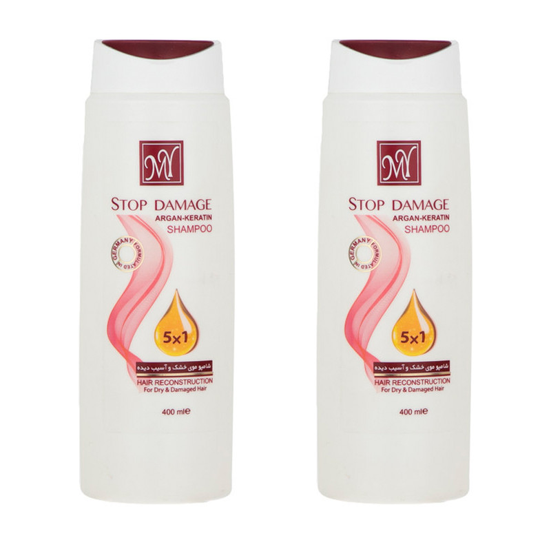 شامپو تثبیت کننده رنگ مو مای مدل Stop Damage حجم 400 میلی لیتر بسته 2 عددی