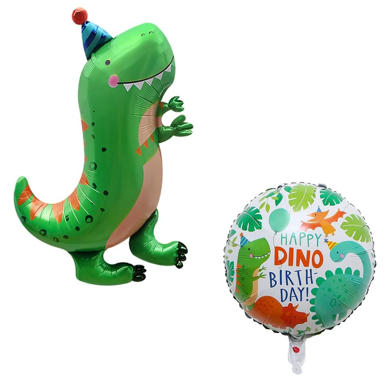 بادکنک فویلی لاکی بالونز طرح دایناسور کلاه دار و Happy Birthday طرح DINO کد 1006 مجموعه 2 عددی